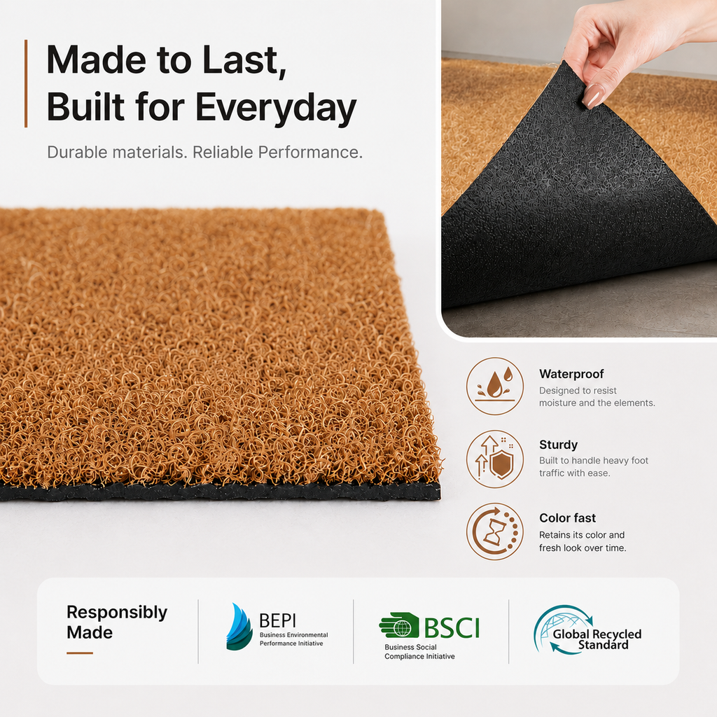 Personalized Botanical Business Doormat | Custom Artisan Welcome Mat | Floral Mat Gift | Laser Engraved - OBM Distribution, Inc.