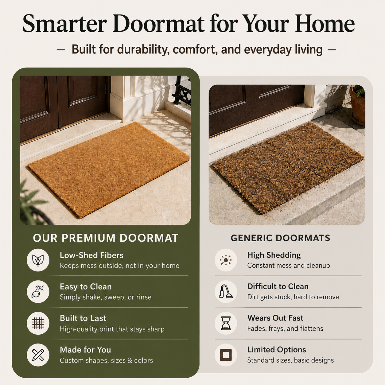 Personalized Botanical Business Doormat | Custom Artisan Welcome Mat | Floral Mat Gift | Laser Engraved - OBM Distribution, Inc.