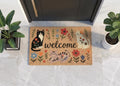 Personalized Floral Cat Welcome Doormat | Custom Cat Mat | Pet Lover Gift | UV Print - OBM Distribution, Inc.