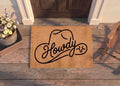 Personalized Howdy Cowboy Doormat | Custom Western Welcome Mat | Cowboy Hat Decor | Laser Engraved - OBM Distribution, Inc.