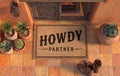 Personalized Howdy Partner Doormat | Custom Western Border Welcome Mat | Southwestern Decor | Laser Engraved - OBM Distribution, Inc.