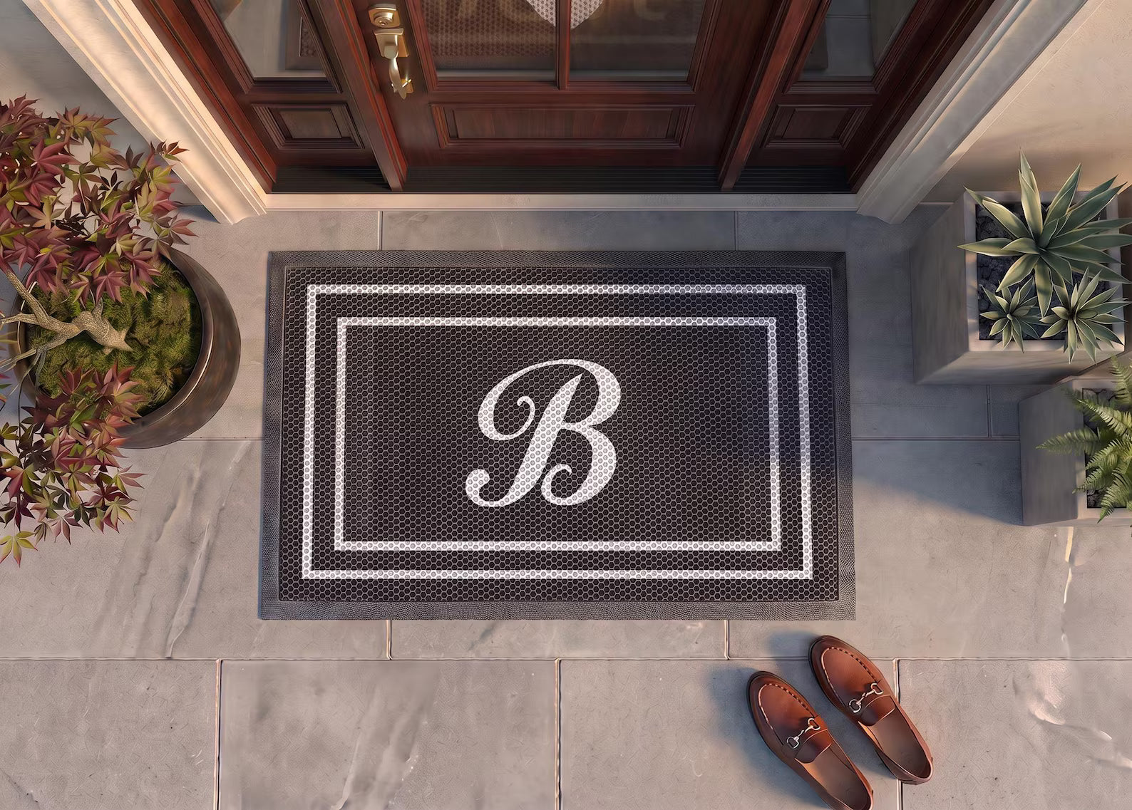 Personalized Monogram Doormat | Custom Initial Letter Mat | Wedding Housewarming Closing Gift | UV Print - OBM Distribution, Inc.