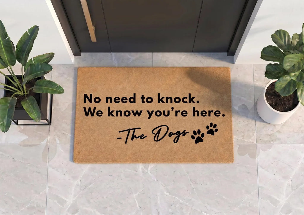Personalized No Need to Knock Doormat | Custom Dog Welcome Mat | Funny Decor Gift | Laser Engraved - OBM Distribution, Inc.