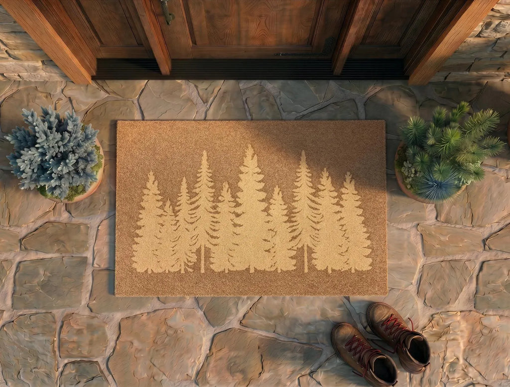 Personalized Raised Embossed Forest Doormat | Custom 3D Welcome Mat | Cabin Housewarming Gift | Laser Engraved - OBM Distribution, Inc.