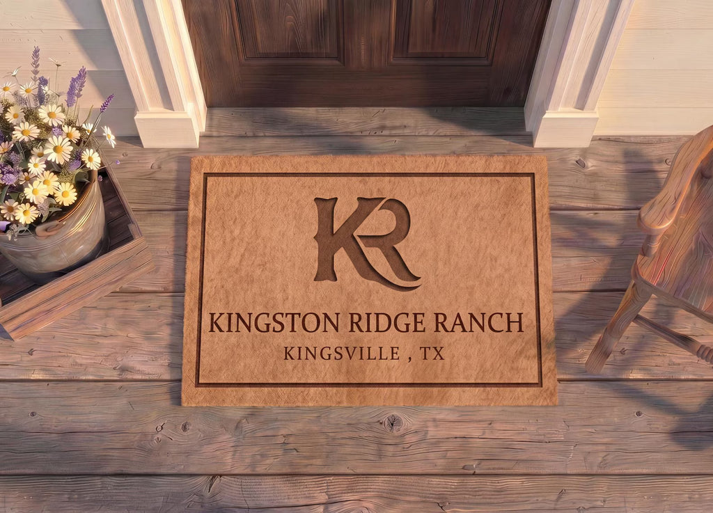 Personalized Ranch Name Doormat | Custom Brand Welcome Mat | Western Ranch Housewarming Gift | Laser Engraved - OBM Distribution, Inc.