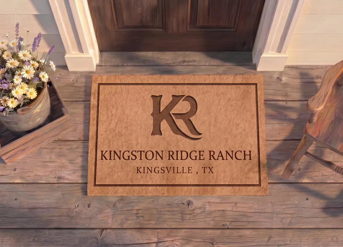 Personalized Ranch Name Doormat | Custom Brand Welcome Mat | Western Ranch Housewarming Gift | Laser Engraved - OBM Distribution, Inc.