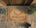 Personalized Antler Doormat | Custom Rustic Family Welcome Mat | Cabin Home Gift | Laser Engraved - OBM Distribution, Inc.
