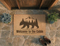 Personalized Cabin Doormat | Custom Bear Mountain Welcome Mat | Rustic Cabin Decor | Laser Engraved - OBM Distribution, Inc.
