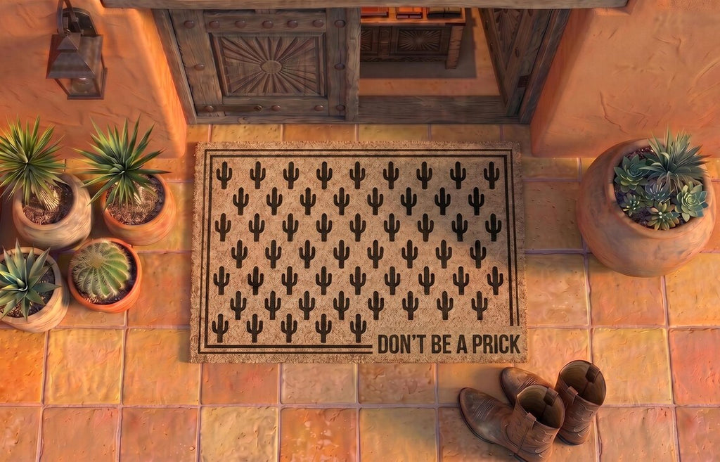 Personalized Cactus Pattern Doormat | Custom Funny Desert Welcome Mat | Southwestern Home Gift | Laser Engraved - OBM Distribution, Inc.