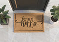 Personalized Cursive Welcome Doormat | Custom Hello Script Mat | Housewarming Gift | Laser Engraved - OBM Distribution, Inc.