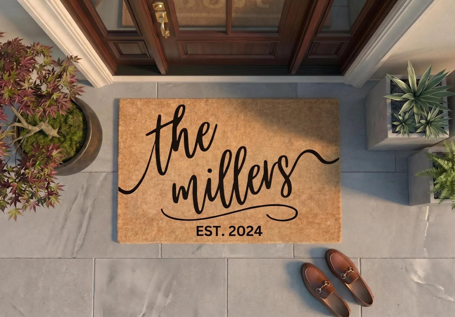 Personalized Family Name Doormat | Custom Last Name Welcome Mat | Housewarming Gift | Laser Engraved - OBM Distribution, Inc.