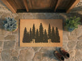 Personalized Forest Doormat | Pine Tree Cabin Welcome Mat | Woodland Nature Decor Gift | Laser Engraved - OBM Distribution, Inc.