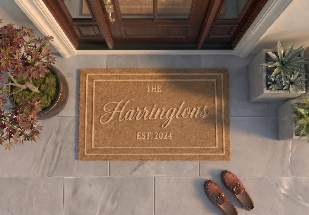 Personalized Family Name Doormat | Custom Last Name Welcome Mat | Housewarming Gift | Laser Engraved - OBM Distribution, Inc.