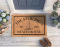 Personalized Sailboat Beach House Doormat | Custom Coastal Home Mat | Boat Owner Gift | Laser Engraved - OBM Distribution, Inc.