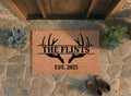 Personalized Elk Frame Family Name Doormat | Custom Established Date Mat | Hunting Gift | Laser Engraved - OBM Distribution, Inc.